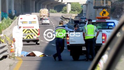 TRÁGICO. Un hombre que vestía zapatos blancos quedó muerto a unos pasos de un puente; no logró cruzar la carretera