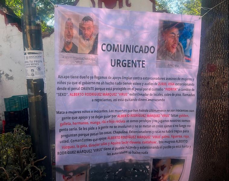 ALERTA: ‘Ya llegamos de apoyo’; dejan mantas con amenazas a vecinos y presuntos criminales