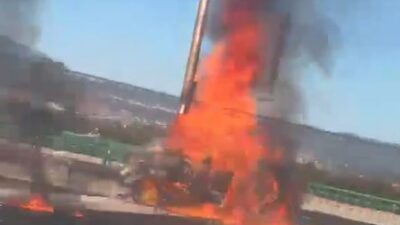 ÚLTIMA HORA: Conductor muere calcinado al estrellarse sobre el segundo piso de Periférico