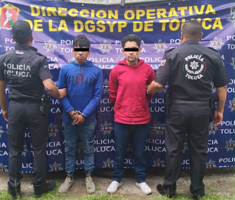SEGURIDAD: Caen cinco criminales con armas y drogas; policías de Toluca los detuvieron