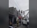 VIDEO: Ratero quería entrar a una casa, pero se quedó atrapado en un poste de luz