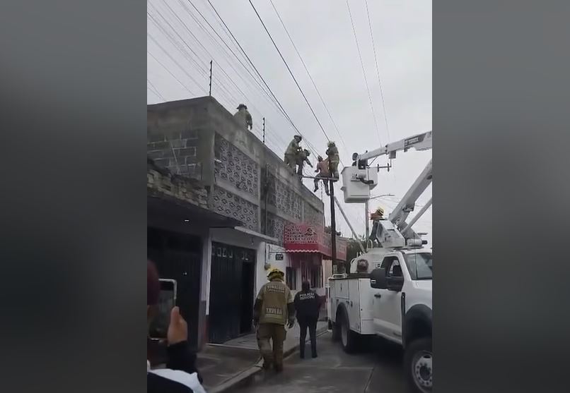 VIDEO: Ratero quería entrar a una casa, pero se quedó atrapado en un poste de luz