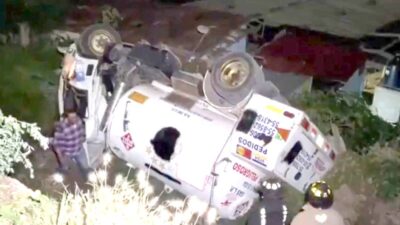 VIDEO: Volcadura de pipa provoca pánico e intensa movilización por la noche