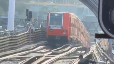VIDEO: Sujeto intoxicado baja a las vías y camina en un tramo elevado del Metro