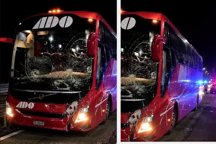 VIDEO: Pandillas atacan con enormes piedras a autobuses ADO por la noche